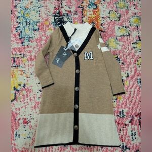 Kidichic Stylish Tan and Cream Kids Dress
